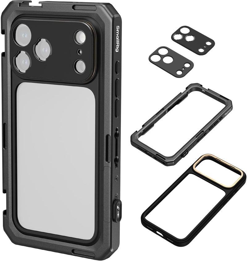 SMALLRIG Mobile Video Cage for iPhone 17 Pro Max, Case with T-Mount Lens Backplate and 17mm Threaded Lens Backplate, TPU Soft Frame, for Video Shooting and Live Streaming, Basic Edition - 5546 - Image 1